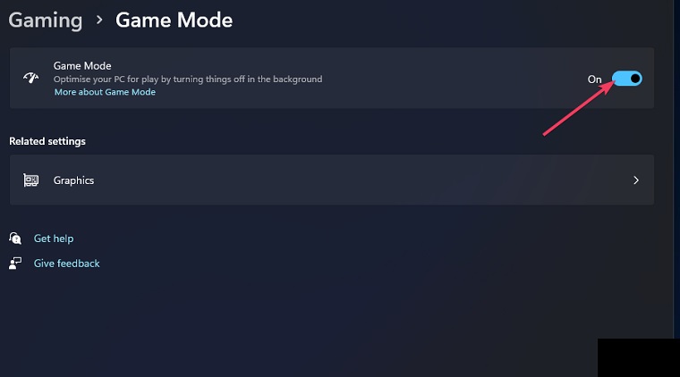 Turn On The Game Mode To Improve PC Performance For Gaming