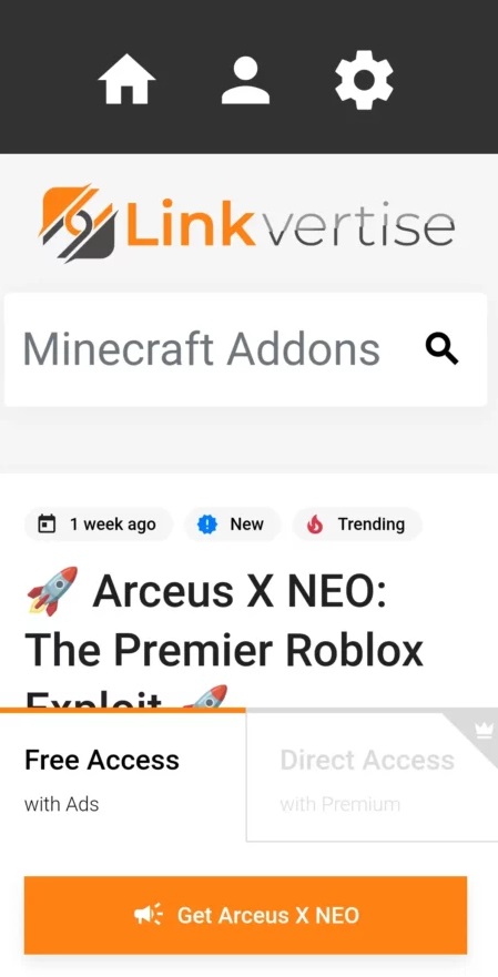 Get keys in Arceus X via Linkvertise