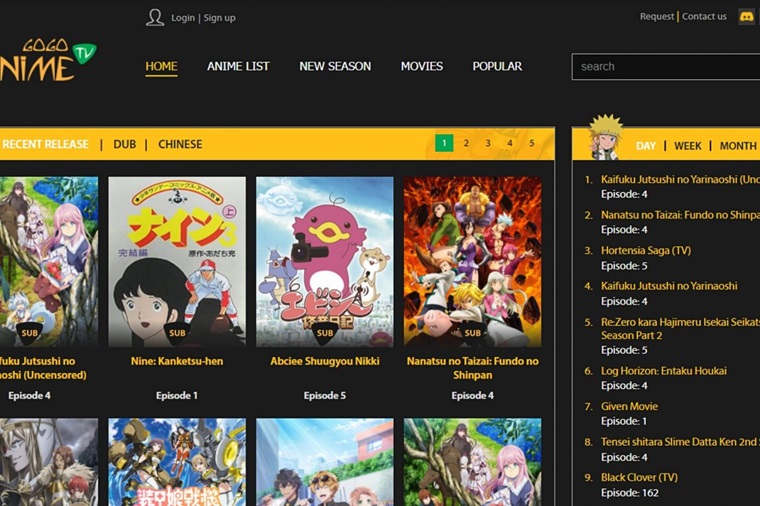 GogoAnime website to watch anime