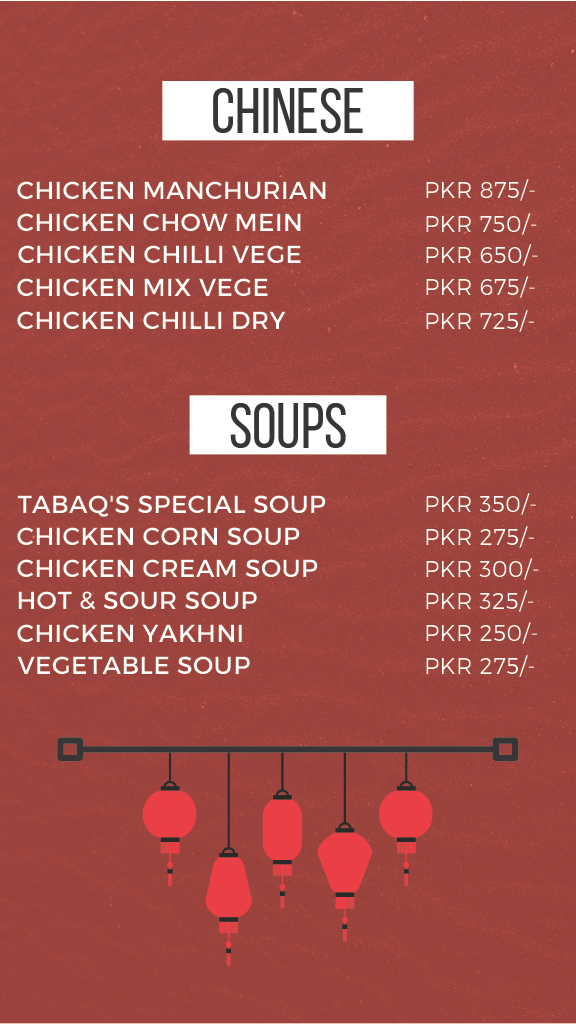 Tabaq Restaurant Chinese & Soups Menu